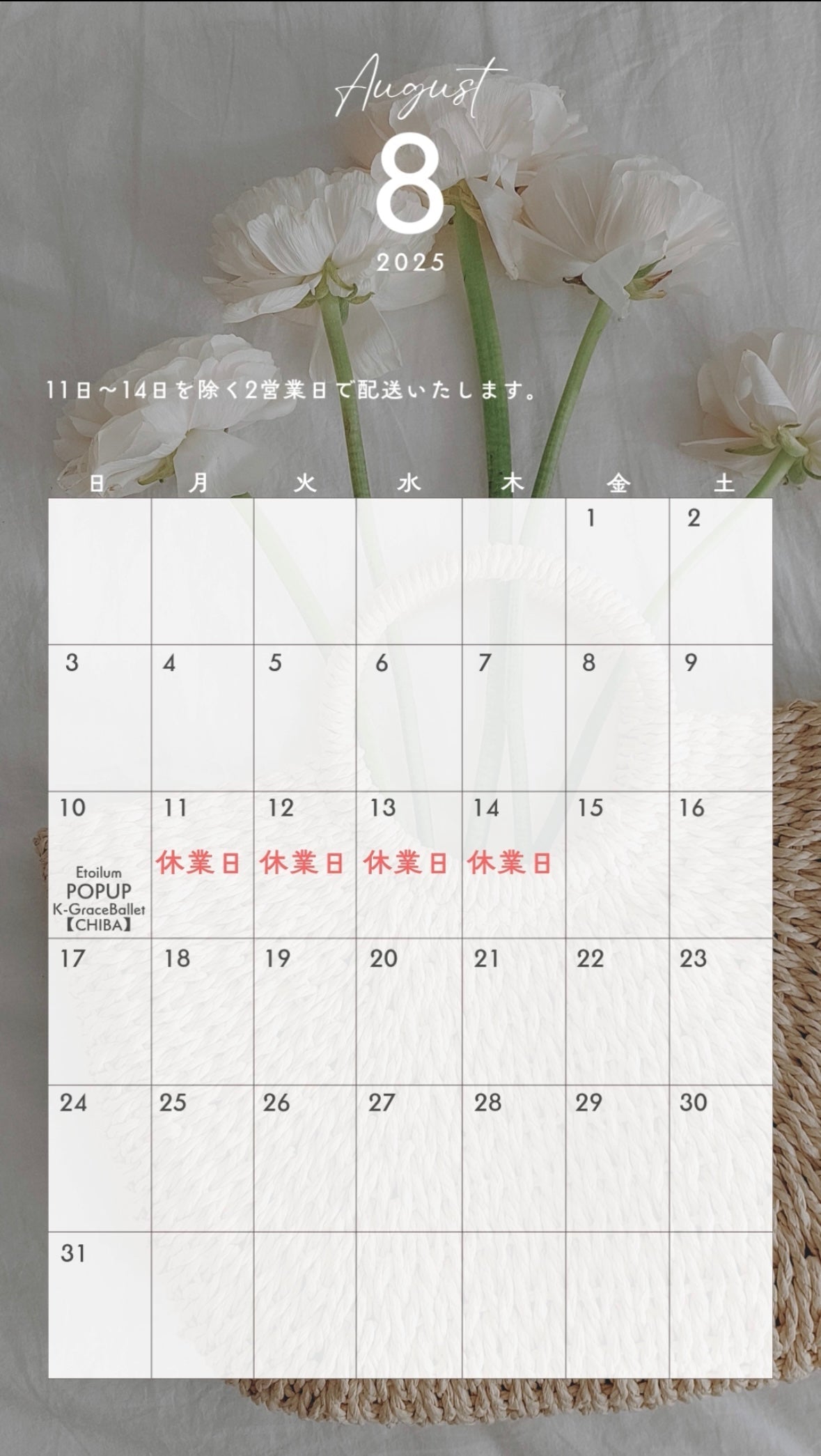 8月の予定