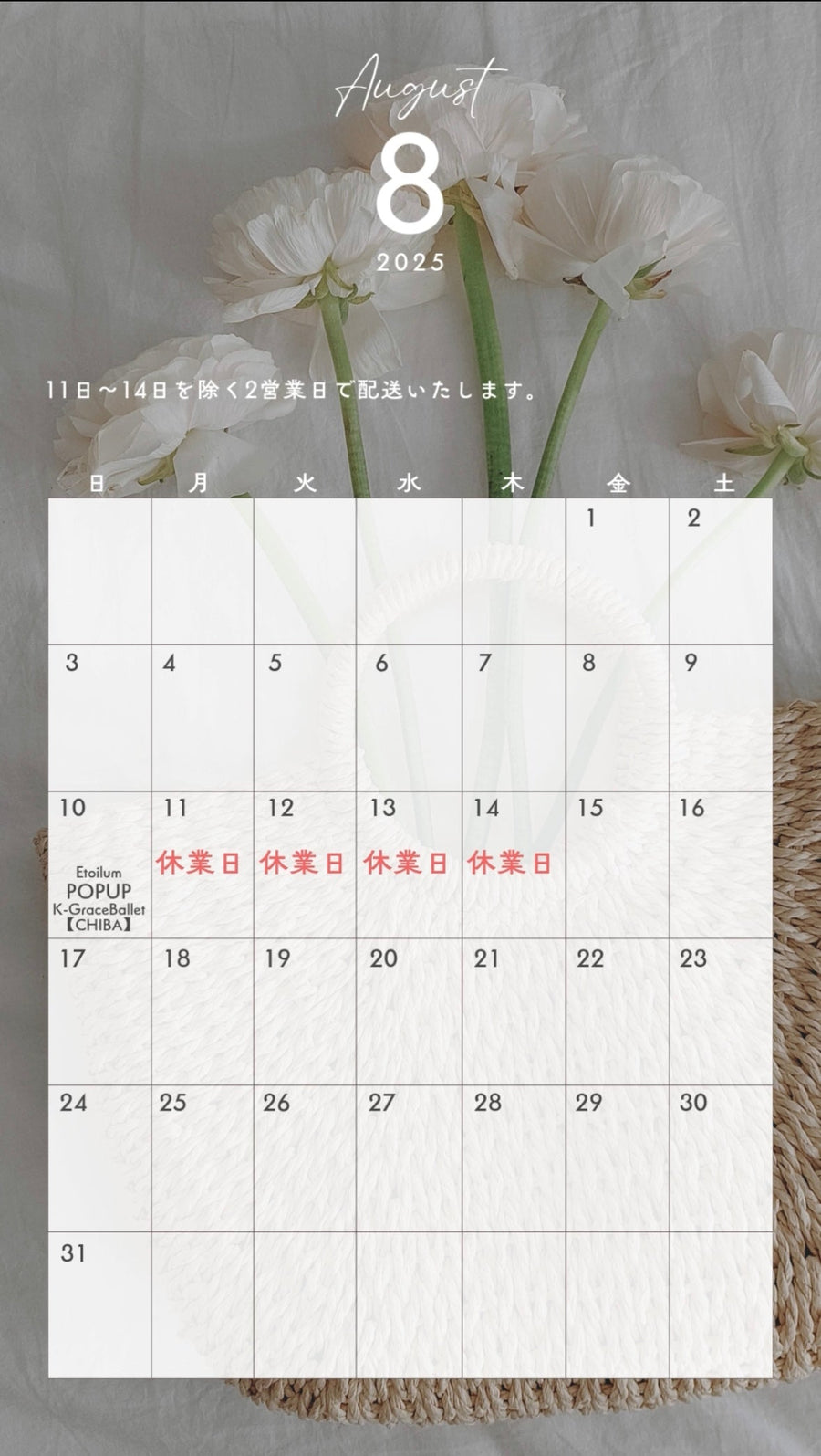 8月の予定